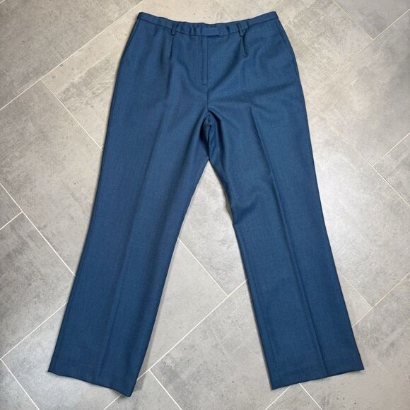 Pendleton Women’s Virgin Wool Herringbone Pants Peacock Blue 16 Tall - Picture 1 of 13